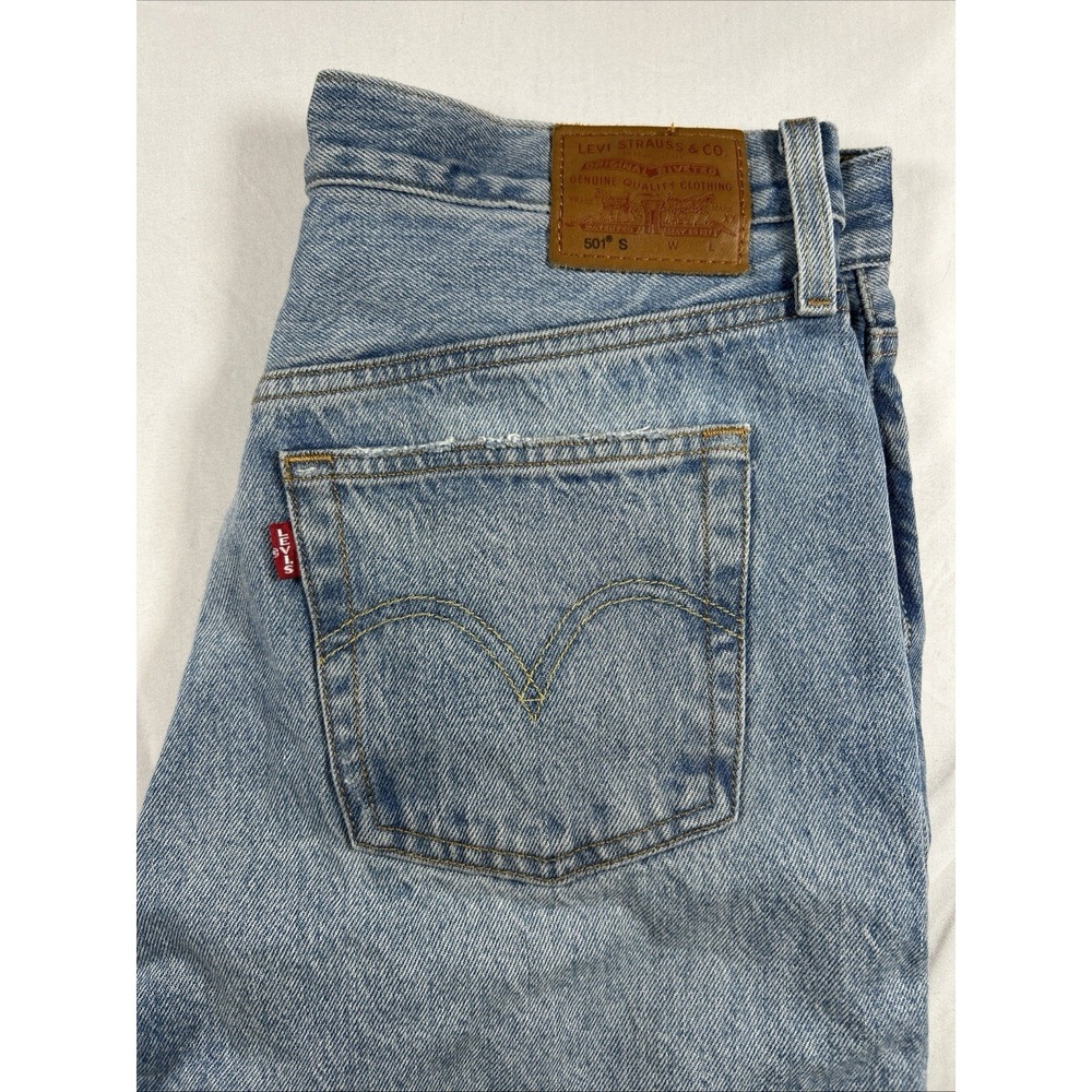 Levi's Women's 501 Series Skinny Jeans Blue Denim High Rise Distressed Button 26